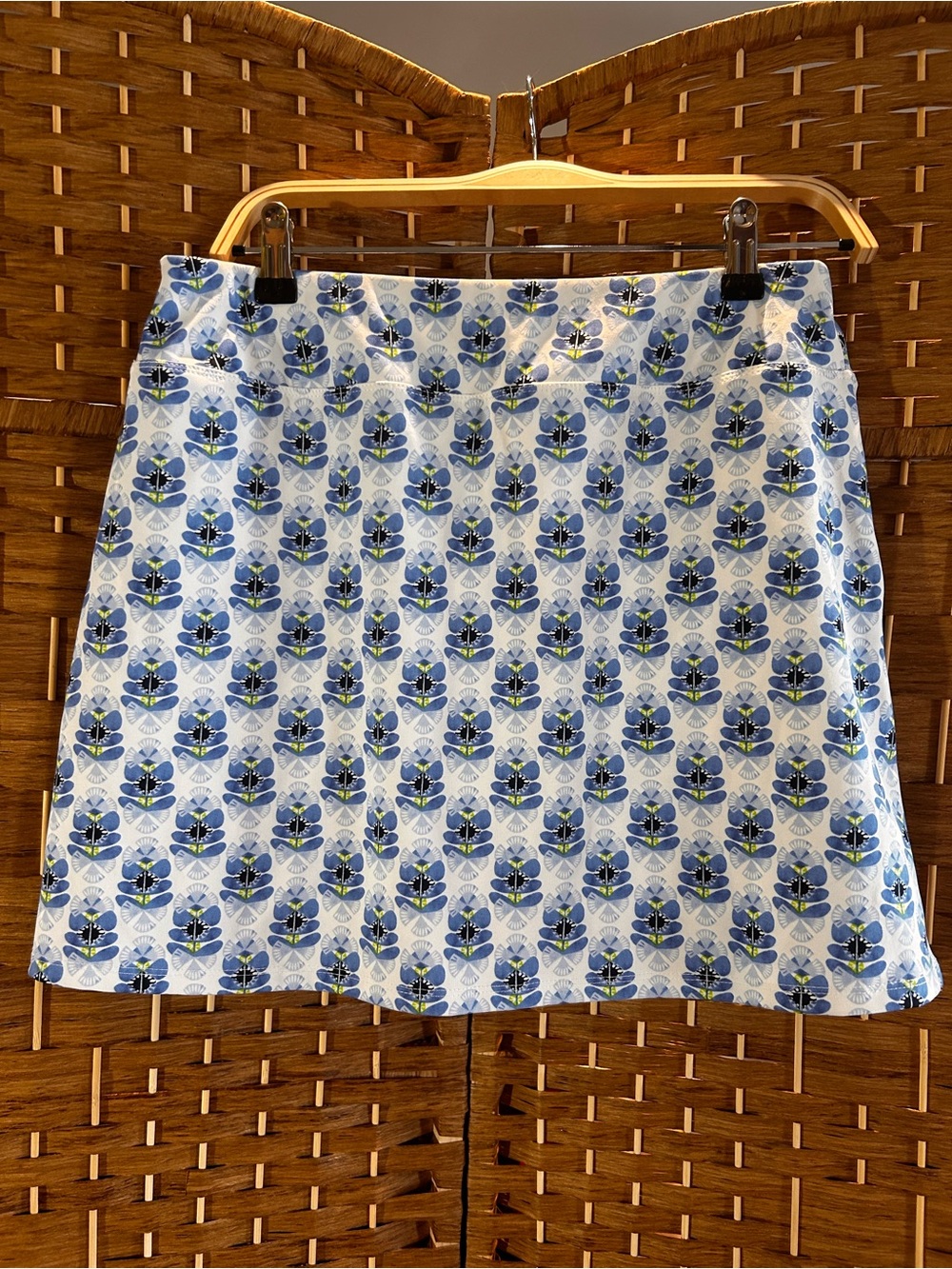 Floral Golf Tennis Skort Pull-On UPF 50 Pockets Blue White Size L - Picture 4 of 6